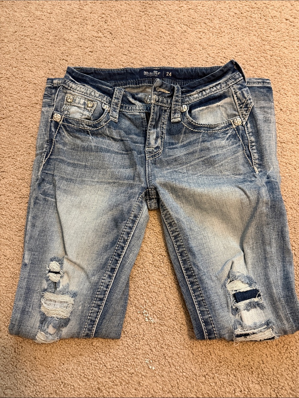 Miss Me Light Blue Distressed Cropped Jeans